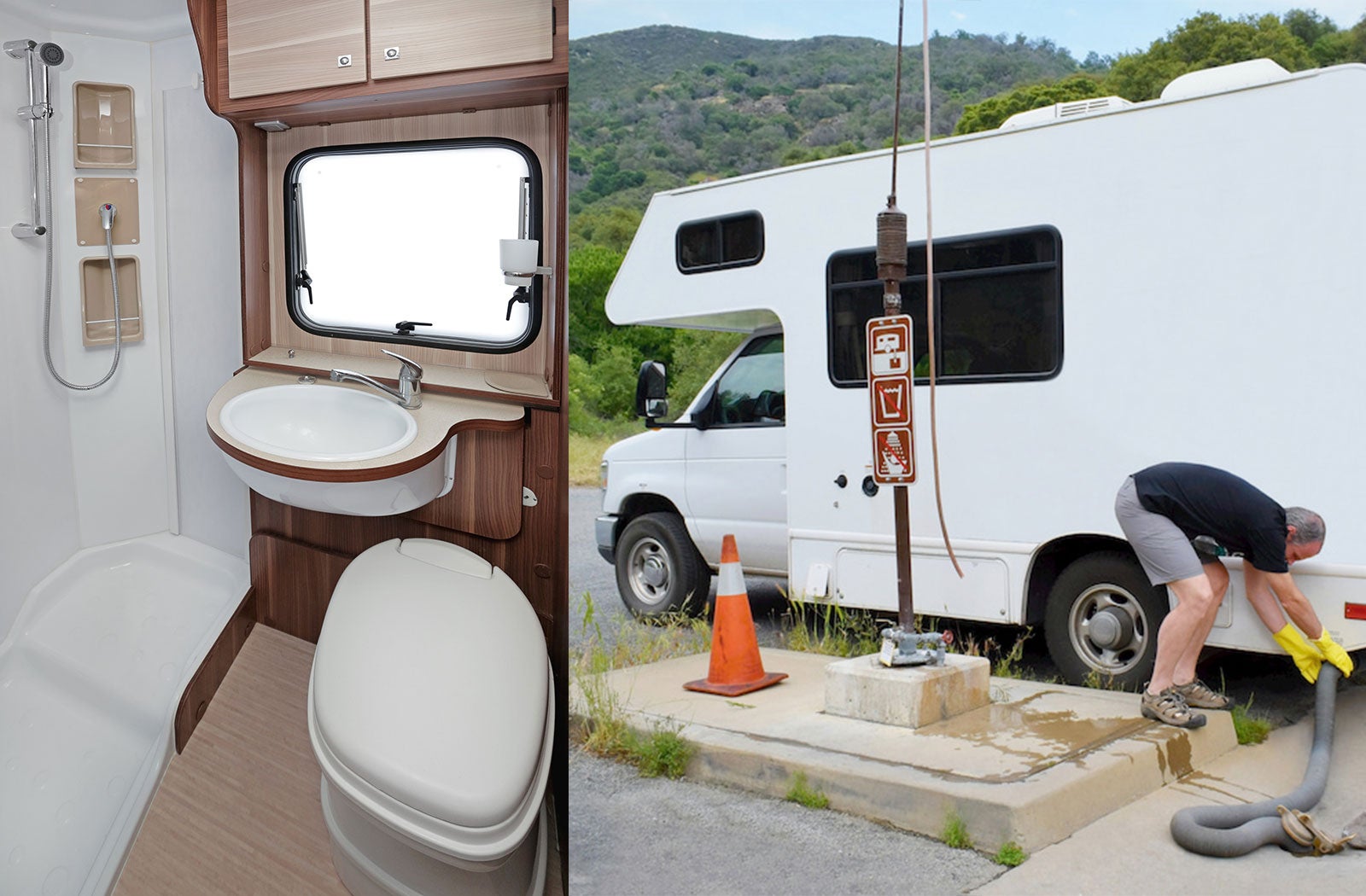 Portable RV/camper toilet and holding tank setup in Durango, Colorado