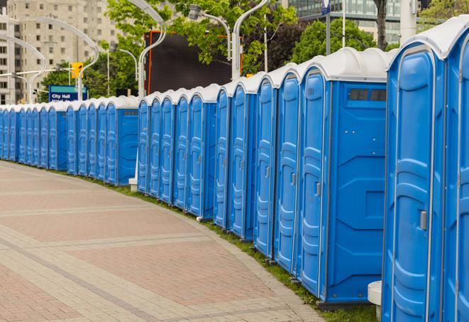 Seasonal porta potty units set up at a Durango, Colorado venue